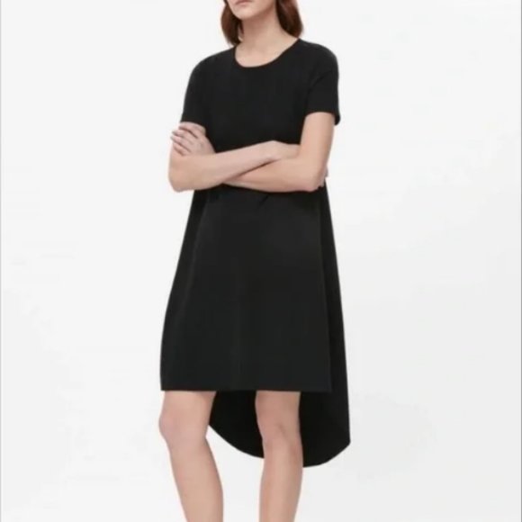 COS Ruffle Tail High Low Dress black Size XS - Picture 2 of 9